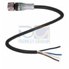 Female cordset single-ended M12 straight A-coded, LED 4-pin, PUR cable black, UL approved, drag chain suitable, torsion resistant, Length: 2 m