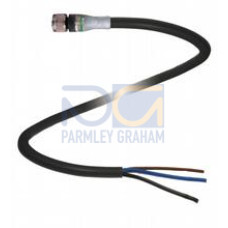 Female cordset single-ended M8 straight A-coded, LED 3-pin, PUR cable black, UL-approved, drag chain suitable, torsion resistant, Length: 5 m