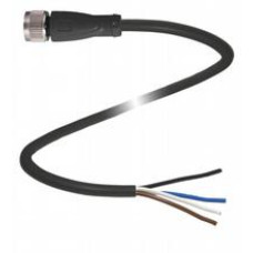 Female cordset single-ended M12 straight A-coded, 4-pin, PUR cable black, UL approved, drag chain suitable, torsion resistant, Length: 5 m
