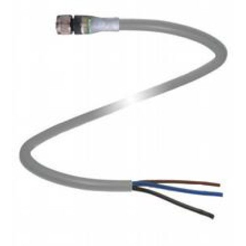 Female cordset single-ended M8 straight A-coded, LED 4-pin, PUR cable grey, Length: 5 m