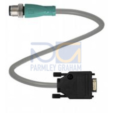 Adapter cable M12 plug straight A-coded 4-pin to Sub-D-plug straight 9-pin, PUR cable grey, shielded, Length: 0.15 m