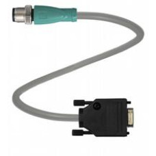 Adapter cable M12 plug straight A-coded 4-pin to Sub-D-plug straight 9-pin, PUR cable grey, shielded, Length: 0.15 m
