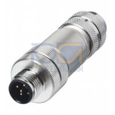 Male connector M12 straight A-coded 5-pin, for cable diameter 5 - 8 mm, shielded, field-attachable
