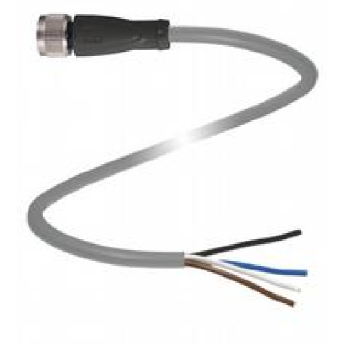 Female cordset single-ended M12 straight A-coded, 4-pin, PUR cable grey, Length: 1 m