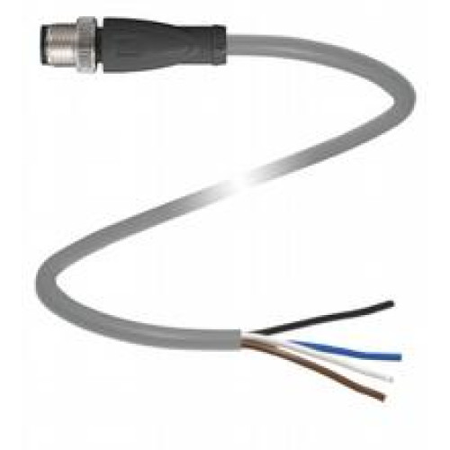 Male cordset single-ended M12 straight A-coded, 4-pin, PUR cable grey, Length: 1 m