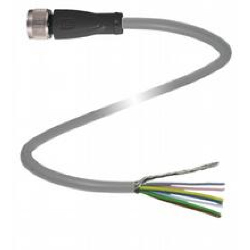 Female cordset single-ended M12 straight A-coded, 8-pin, PUR cable grey, shielded, Length: 12 m
