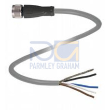 Female cordset single-ended M12 straight A-coded, 4-pin, PUR cable grey, shielded, Length: 10 m