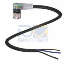 Female cordset single-ended M12 angled A-coded, LED 3-pin, PUR cable black, UL approved, drag chain suitable, torsion resistant, Length: 10 m