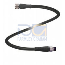 Cordset M8 socket straight to M8 plug straight A-coded, 3-pin, PUR cable black, UL-approved, drag chain suitable, torsion resistant, Length: 2 m