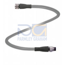 Cordset M8 socket straight to M8 plug straight A-coded, 4-pin, PUR cable grey, Length: 5 m