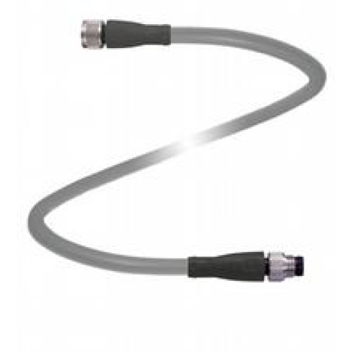Cordset M8 socket straight to M8 plug straight A-coded, 4-pin, PUR cable grey, Length: 5 m