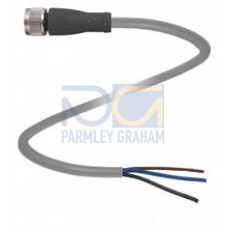 Female cordset single-ended M12 straight A-coded, 3-pin, PUR cable grey, Length: 20 m