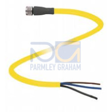 Female cordset single-ended M8 straight A-coded, 3-pin, PVC cable yellow, UL approved, Length: 2 m
