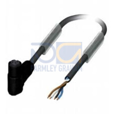 Female cordset single-ended M8 snap-lock angled A-coded, 4-pin, PUR cable grey, Length: 5 m