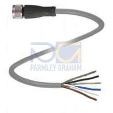 Female cordset single-ended M12 straight A-coded, 5-pin, PUR cable grey, shielded, Length: 50 m