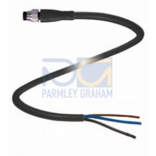 Male cordset single-ended M8 straight A-coded, 3-pin, PUR cable black, UL-approved, drag chain suitable, torsion resistant, Length: 3 m