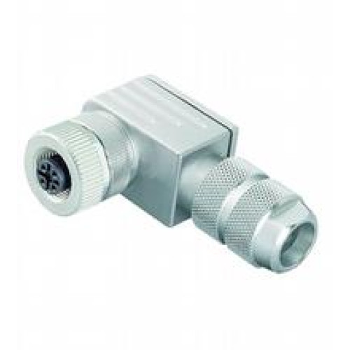 Female connector M12 angled A-coded 5-pin, for cable diameter 5 - 8 mm, shielded, field-attachable