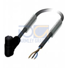 Female cordset single-ended M8 snap-lock angled A-coded, 3-pin, PUR cable grey, Length: 5 m