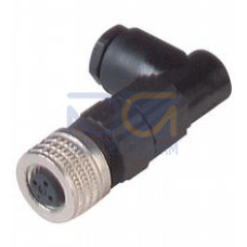 Female connector M8 angled A-coded 3-pin, for cable diameter 4 - 5 mm, field-attachable, insulation displacement connection, Cores: Cross-section: 0.14 ... 0.34 mm2