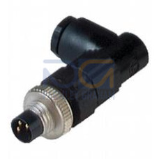 Male connector M8 angled A-coded 3-pin, for cable diameter 4 - 5 mm, field-attachable, insulation displacement connection, Cores: Cross-section: 0.14 ... 0.34 mm2