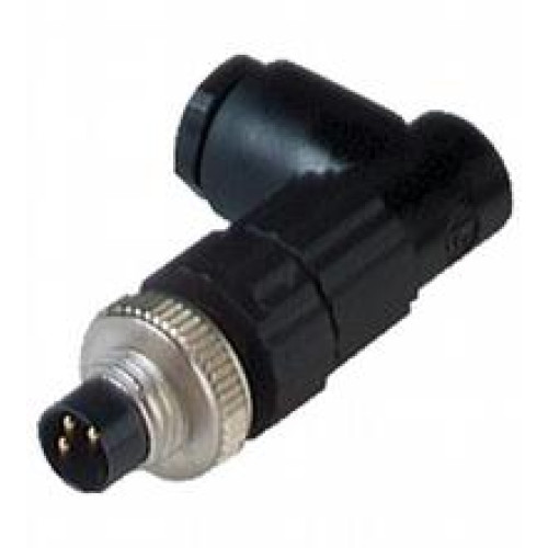 Male connector M8 angled A-coded 3-pin, for cable diameter 4 - 5 mm, field-attachable, insulation displacement connection, Cores: Cross-section: 0.14 ... 0.34 mm2