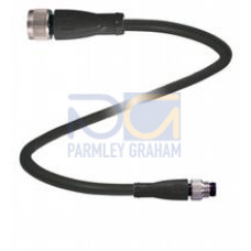 Cordset M12 socket straight to M8 plug straight A-coded, 3-pin, PUR cable black, UL approved, drag chain suitable, torsion resistant, Length: 2 m