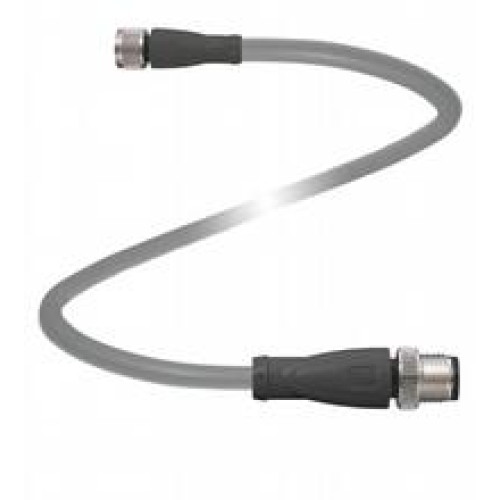 Cordset M8 socket straight to M12 plug straight A-coded, 4-pin, PUR cable grey, Length: 30 m