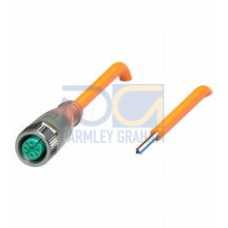 Female cordset single-ended M12 straight A-coded, LED 4-pin, POC cable welding-bead resistant orange, suitable for robotic applications, torsion resistant, oil resistant, molecularly cross-linked, ..
