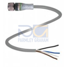 Female cordset single-ended M12 straight A-coded, LED 4-pin, PUR cable grey, Length: 5 m