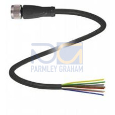 Female cordset single-ended M12 straight A-coded, 8-pin, PUR cable black, UL approved, Length: 25 m