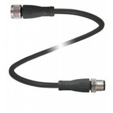 Cordset M12 socket straight A-coded 8-pin to M12 plug straight A-coded 4-pin, PUR cable black, UL approved, drag chain suitable, torsion resistant, Length: 2 m