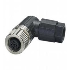 Female connector M12 angled A-coded 4-pin, for cable diameter 4 - 8 mm, field-attachable, cage spring connection
