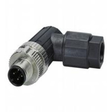 Male connector M12 angled A-coded 4-pin, for cable diameter 4 - 8 mm, field-attachable, cage spring connection
