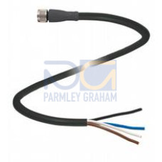 Female cordset single-ended M8 straight A-coded, 4-pin, PUR cable black, UL approved, drag chain suitable, torsion resistant, Length: 20 m