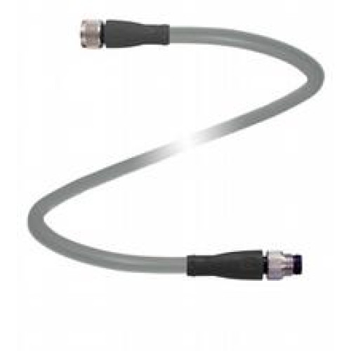 Cordset M8 socket straight to M8 plug straight A-coded, 4-pin, PUR cable grey, Length: 7 m