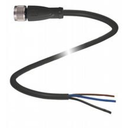 Female cordset single-ended M12 straight A-coded, 3-pin, PVC cable black, UL approved, Length: 10 m