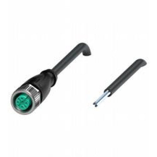 Female cordset single-ended M12 straight A-coded, 5-pin, PUR cable black, UL approved, drag chain suitable, torsion resistant, Length: 20 m