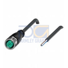 Female cordset single-ended M12 straight A-coded, 4-pin, PVC cable black, UL approved, Length: 3 m