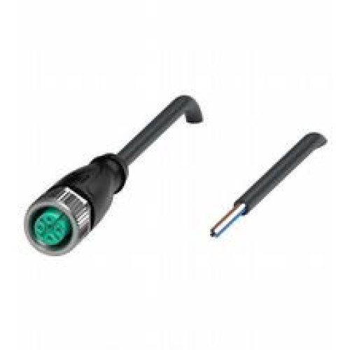Female cordset single-ended M12 straight A-coded, 4-pin, PVC cable black, UL approved, Length: 3 m