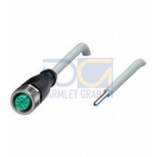 Female cordset single-ended M12 straight A-coded, 4-pin, PVC cable grey, Length: 60 m