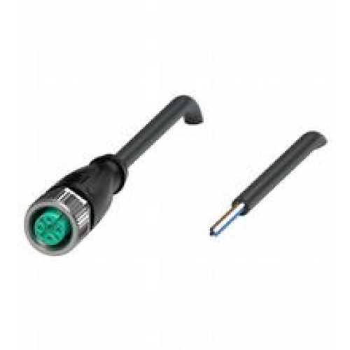 Female cordset single-ended M12 straight A-coded 4-pin, PUR cable black, UL approved, drag chain suitable, outdoor, Length: 20 m