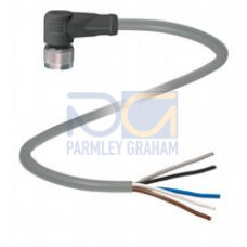 Female cordset single-ended M12 angled A-coded, 5-pin, PVC cable grey, Length: 25 m