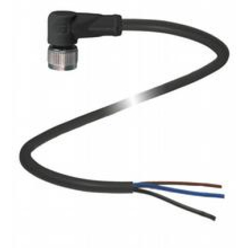 Female cordset single-ended M12 angled A-coded, 3-pin, PVC cable black, UL approved, Length: 10 m