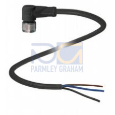 Female cordset single-ended M12 angled A-coded, -pin, PUR cable black, UL approved, drag chain suitable, torsion resistant, Length: 2 m