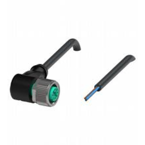 Female cordset single-ended M12 angled A-coded, 3-pin, PVC cable black, UL approved, Length: 1.5 m