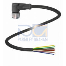 Female cordset single-ended M12 angled A-coded, 8-pin, PUR cable black, UL approved, Length: 3 m