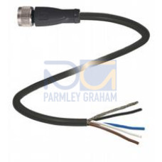 Female cordset single-ended M12 straight A-coded 4-pin, PUR cable black, shielded, UL approved, drag chain suitable, outdoor, Length: 10 m