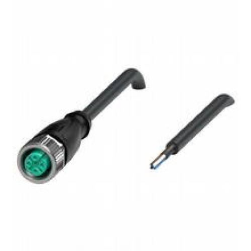 Female cordset single-ended M12 straight A-coded, 4-pin, PUR cable black, shielded, UL approved, drag chain suitable, Length: 10 m