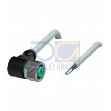 Female cordset single-ended M12 angled A-coded, 4-pin, PVC cable grey, shielded, Length: 2 m