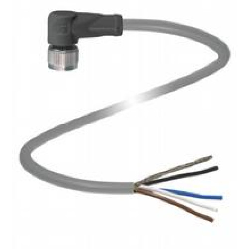 Female cordset single-ended M12 angled A-coded, 4-pin, PUR cable grey, shielded, Length: 30 m
